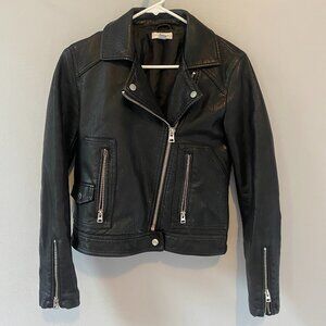 Cropped Leather Moto Jacket